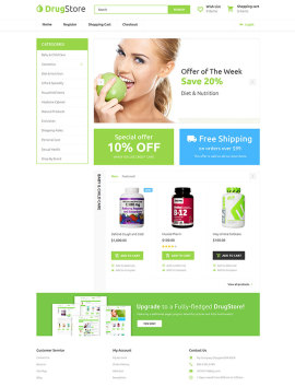 opencart 模板 绿色 蔬菜瓜果 食品 894